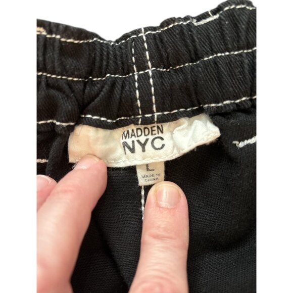 Madden NYC Pants Womens Large Black Cargo Utility Wide Leg Contrast Stitch - Picture 7 of 10